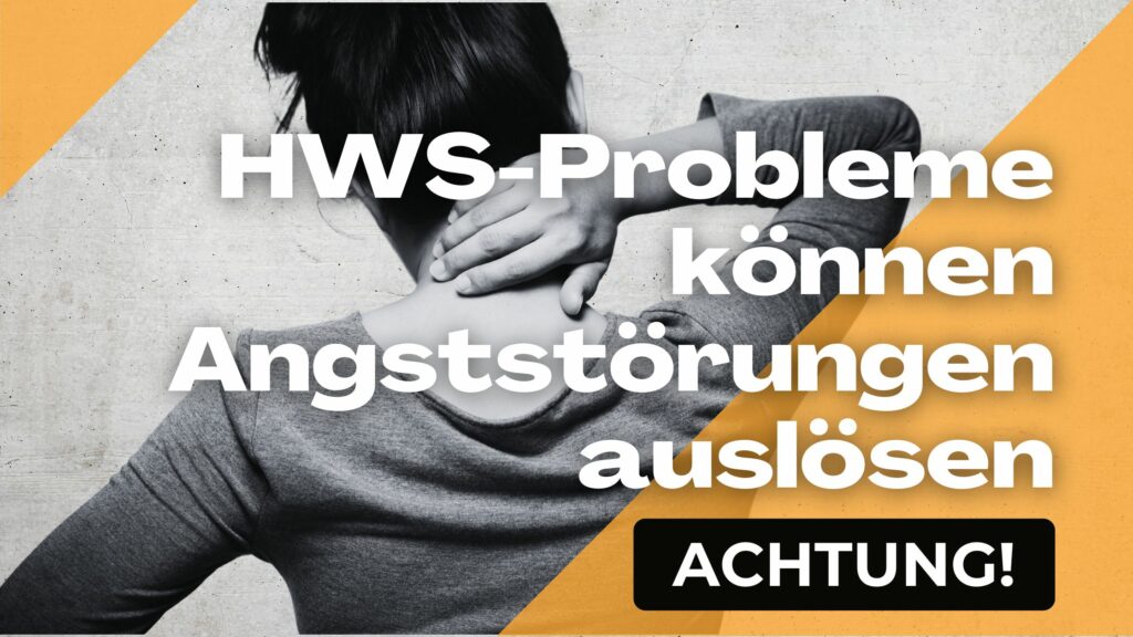 Person mit Nackenschmerzen, sich hinten an den Hals fassend